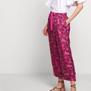 J. Crew Collection 100% Silk Twill Relaxed Pants in Sleepy Lion Print, Size 4